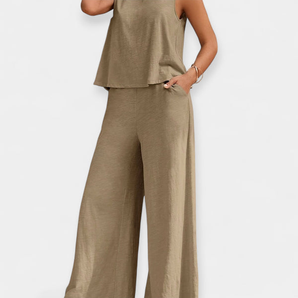 Set de top fără mâneci și pantaloni largi