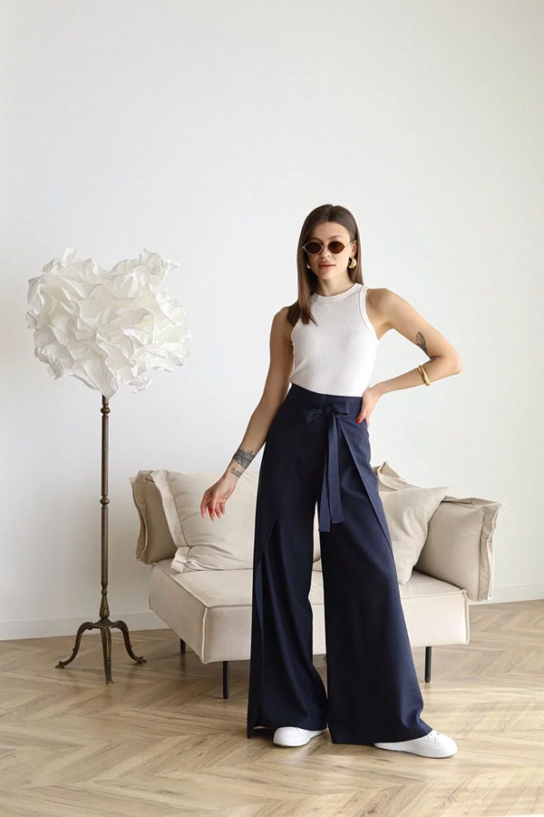 ARIANE – PANTALONI LARGI DIN IN PENTRU FEMEI