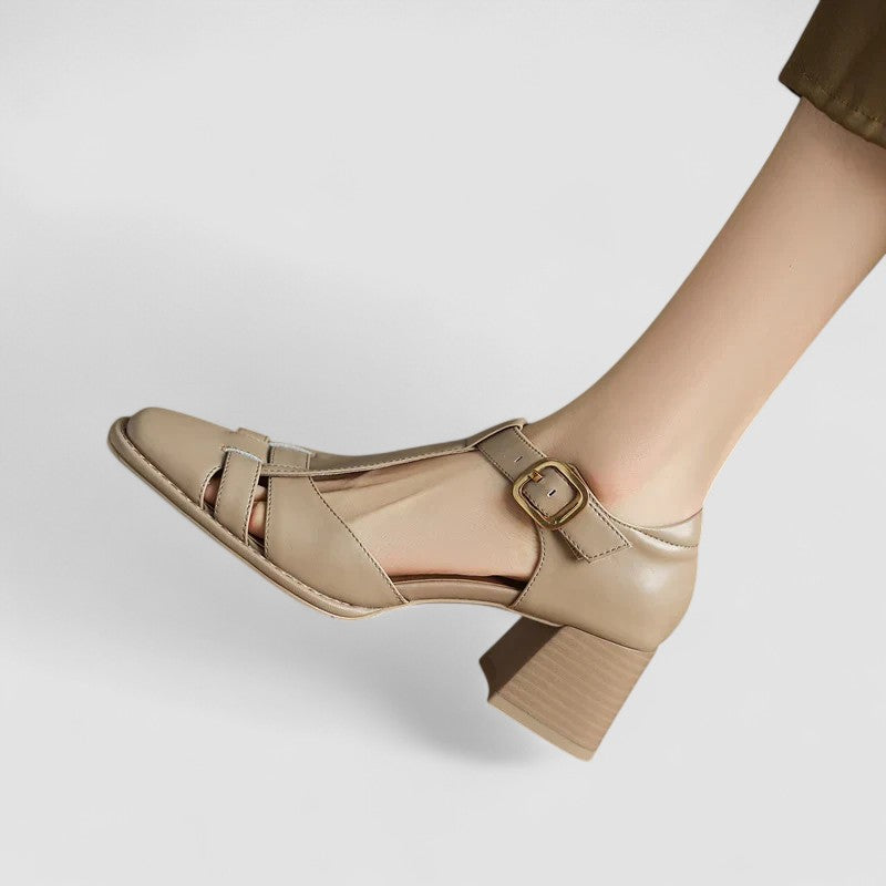 Scarlett™ – Pantofi ortopedici cu toc bloc și bretea în T
