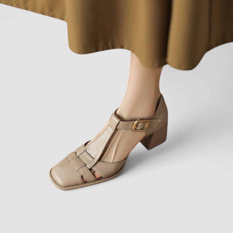 Scarlett™ – Pantofi ortopedici cu toc bloc și bretea în T