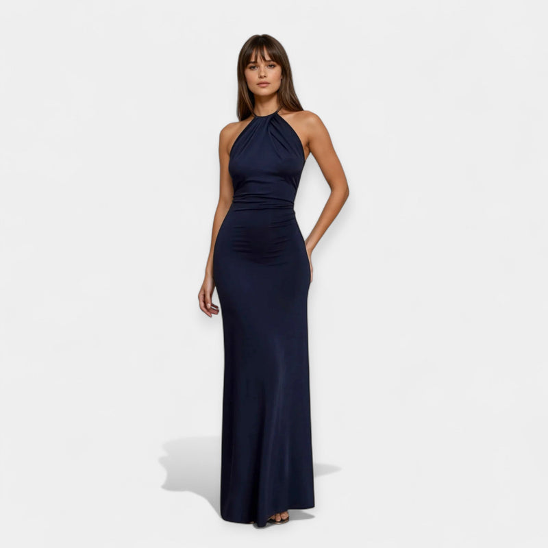 Rochie maxi cu panglică la gât