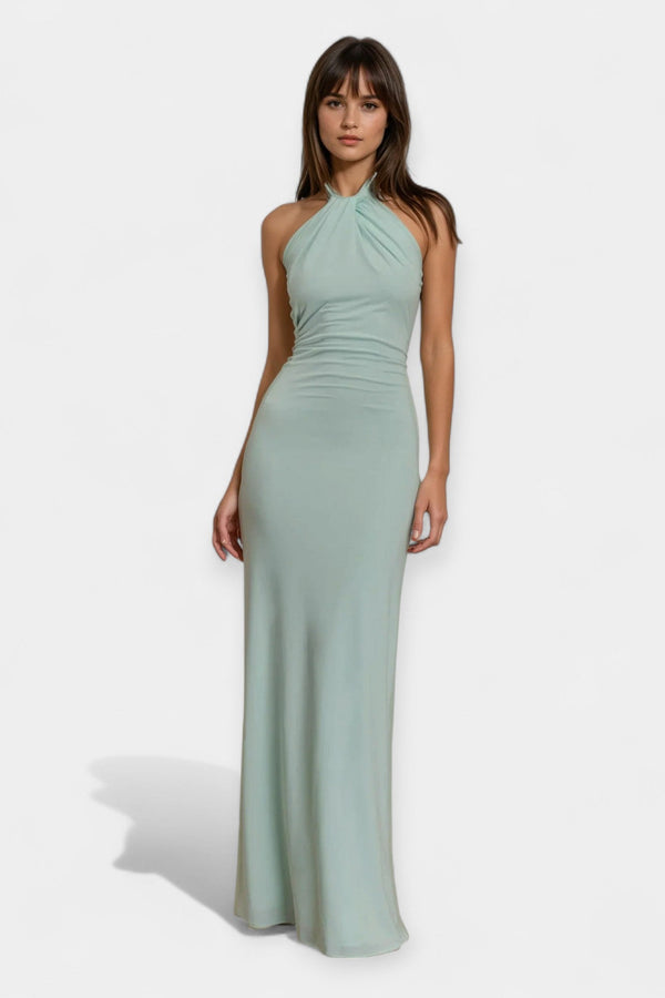 Rochie maxi cu panglică la gât