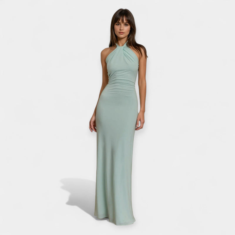 Rochie maxi cu panglică la gât