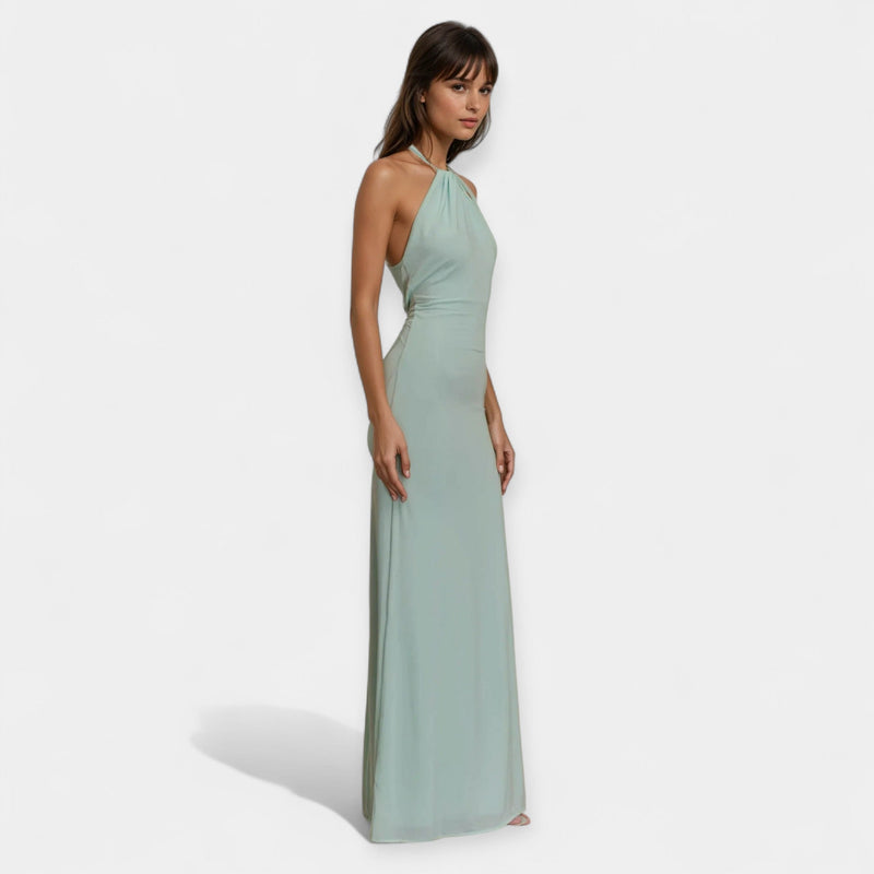 Rochie maxi cu panglică la gât