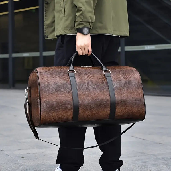 Lucas™ - Geantă de voiaj vintage cu model de crocodil