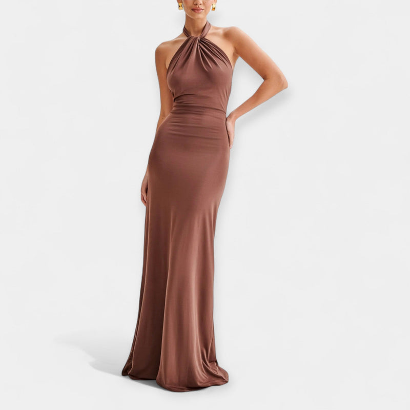Rochie maxi cu panglică la gât