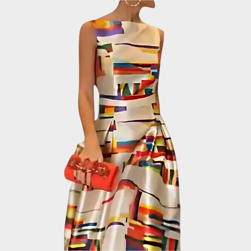Rochie maxi cu senzație liniară și textură lucioasă