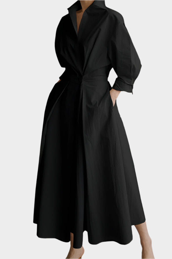 Rochie elegantă în linie A cu guler polo