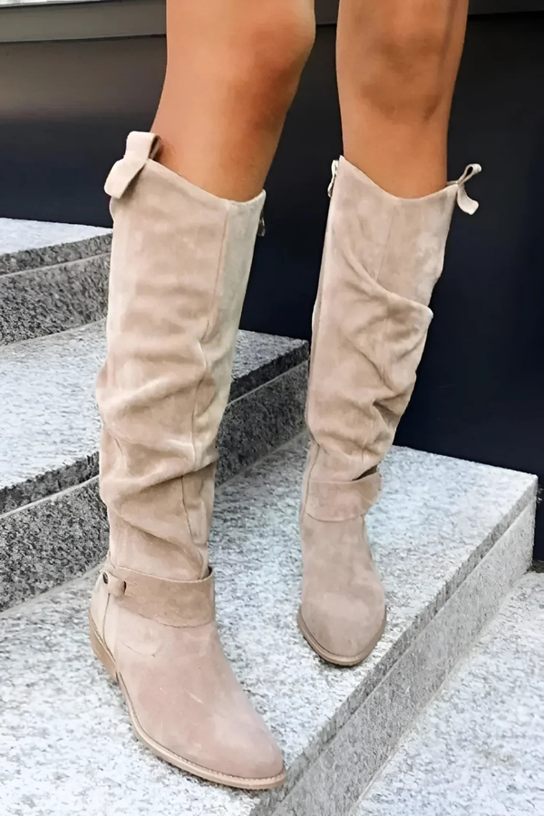 Reverie - Cizme elegante din piele întoarsă până la genunchi