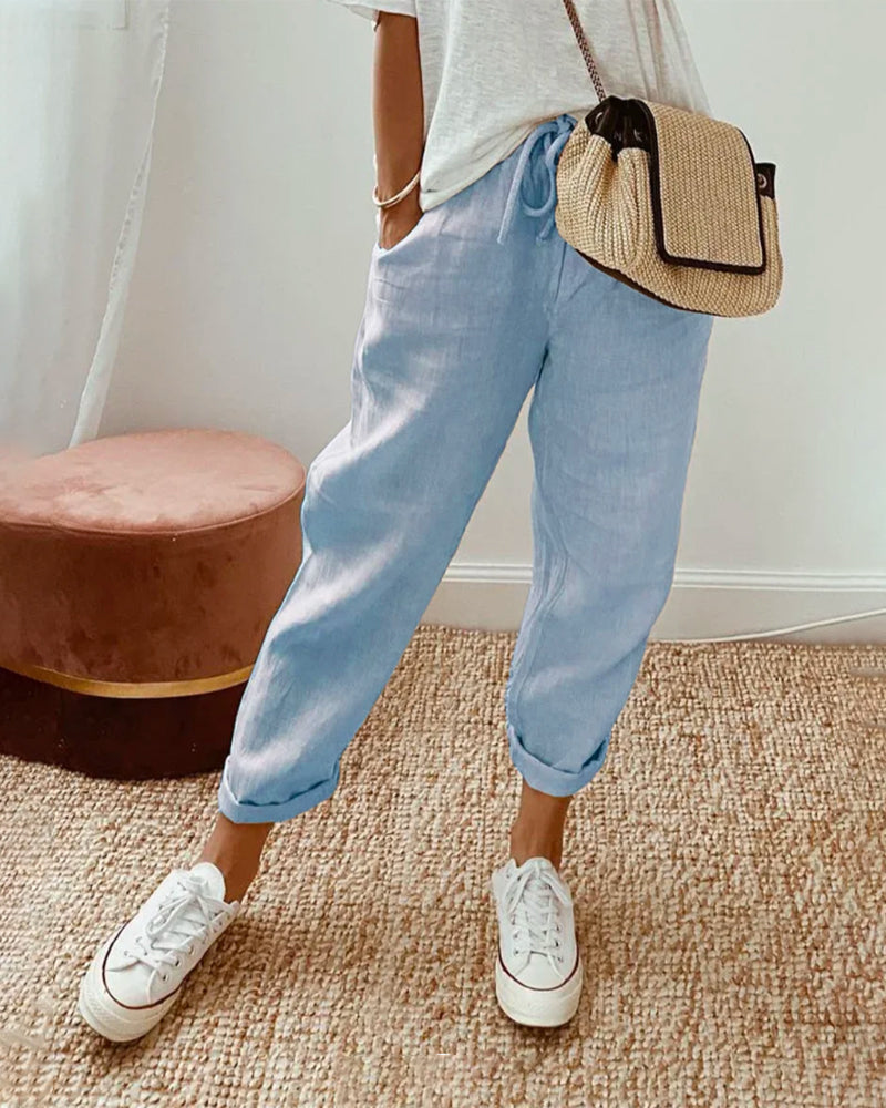 Ely | Pantaloni Luxe din In Anti-Transpirație
