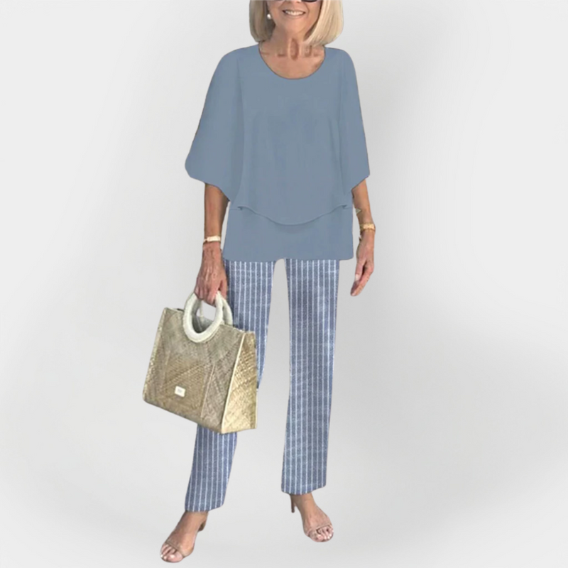Set elegant cu bluză și pantaloni confortabili