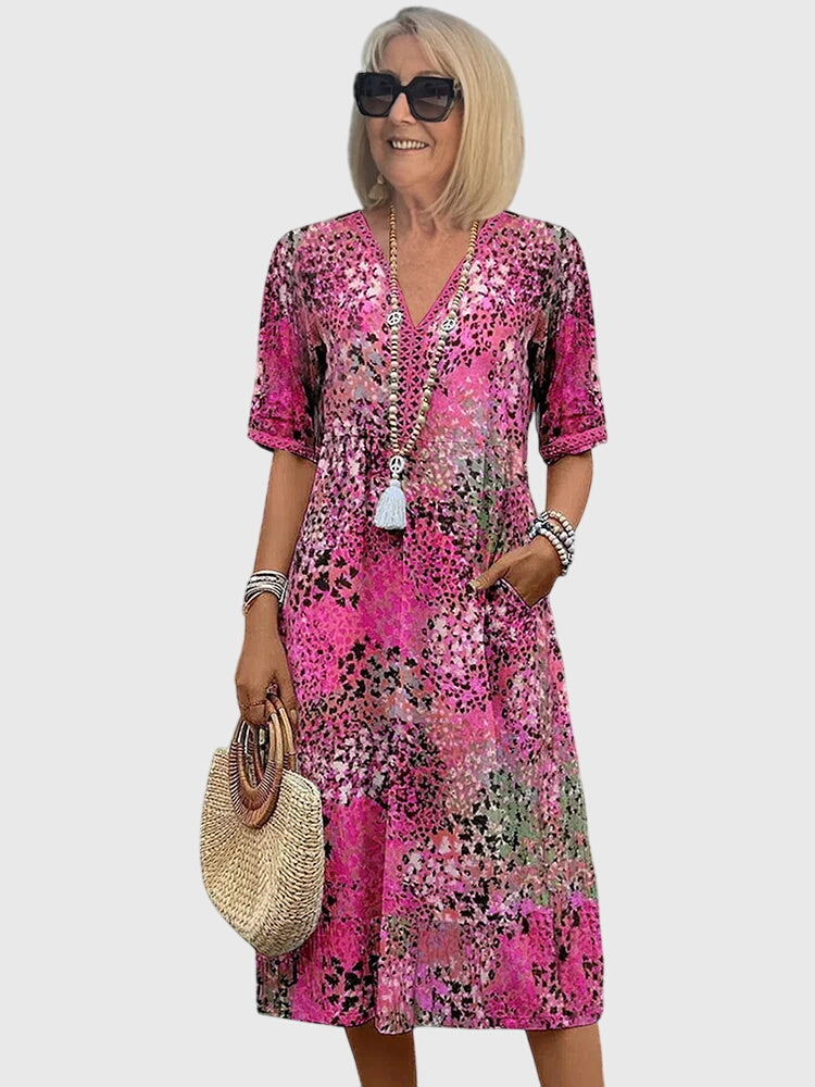 Yvonna™ | Rochie Midi Florală Elegantă