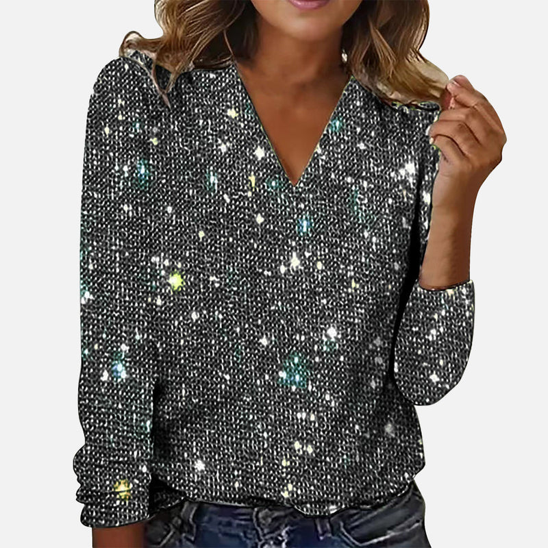 Jamie | Bluza cu decolteu în V și model diamant