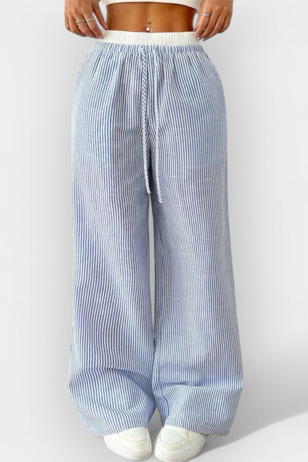 Pantaloni largi cu dungi
