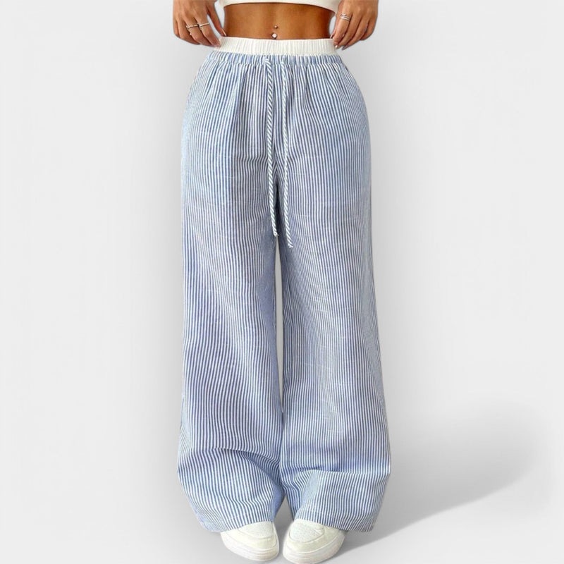 Pantaloni largi cu dungi