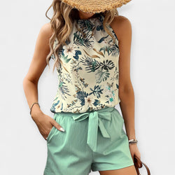 Set cu design tropical și top halter