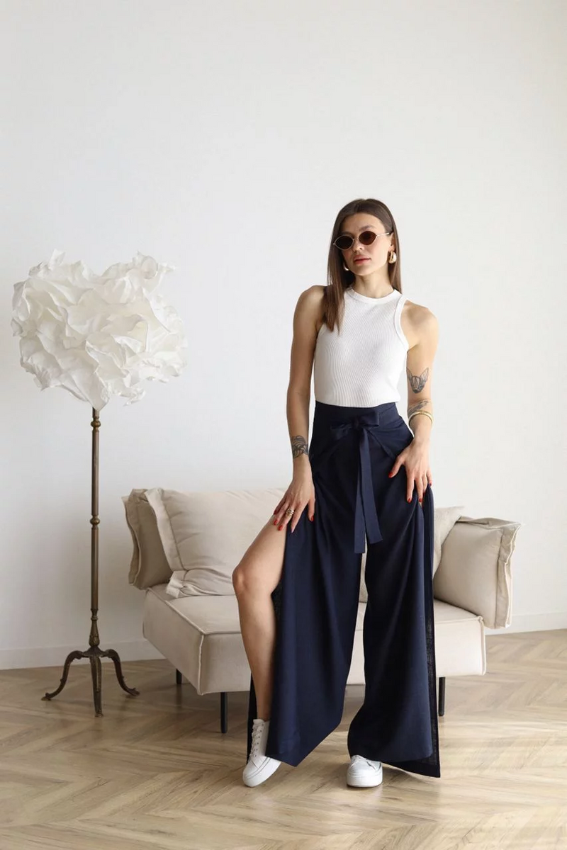 ARIANE – PANTALONI LARGI DIN IN PENTRU FEMEI