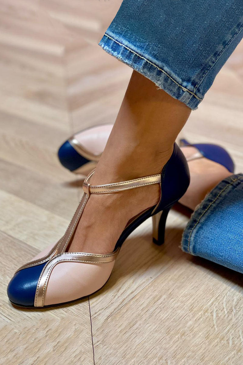 Laya™ | Pantofi cu toc și bareta în T, vârf rotund, colorați și comozi