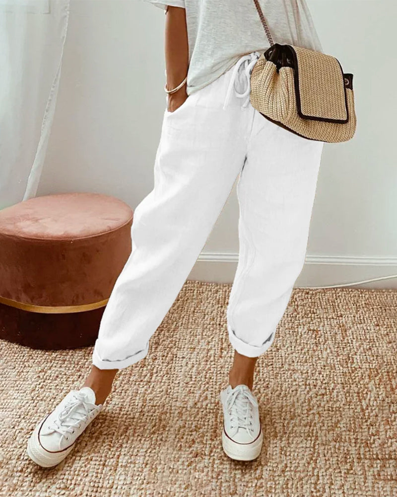 Ely | Pantaloni Luxe din In Anti-Transpirație