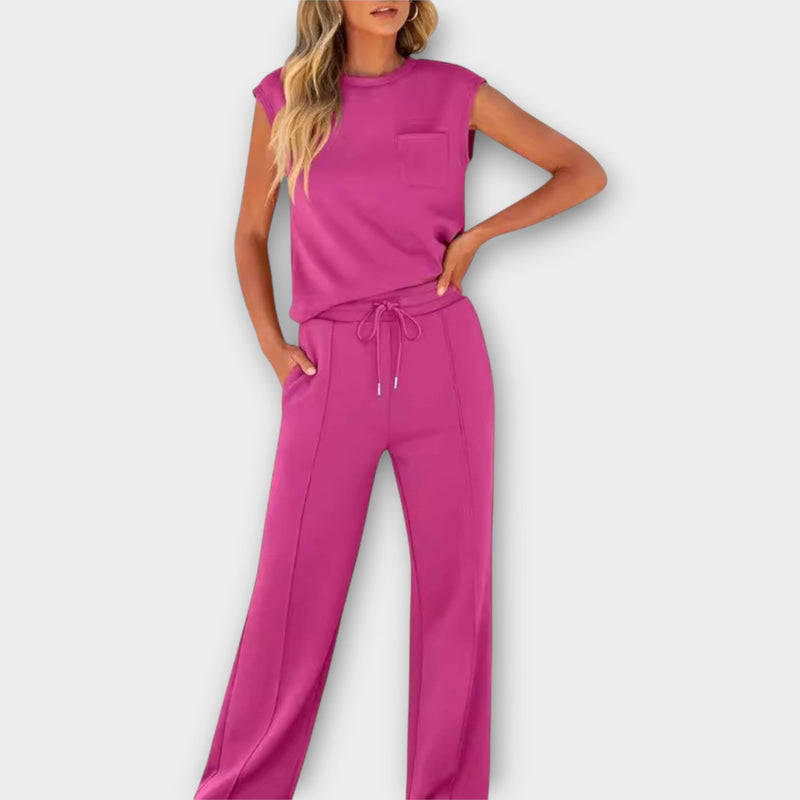 Set de bluză fără mâneci și pantaloni cu șnur