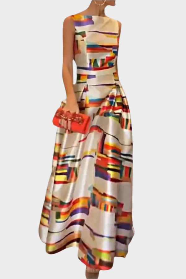 Rochie maxi cu senzație liniară și textură lucioasă
