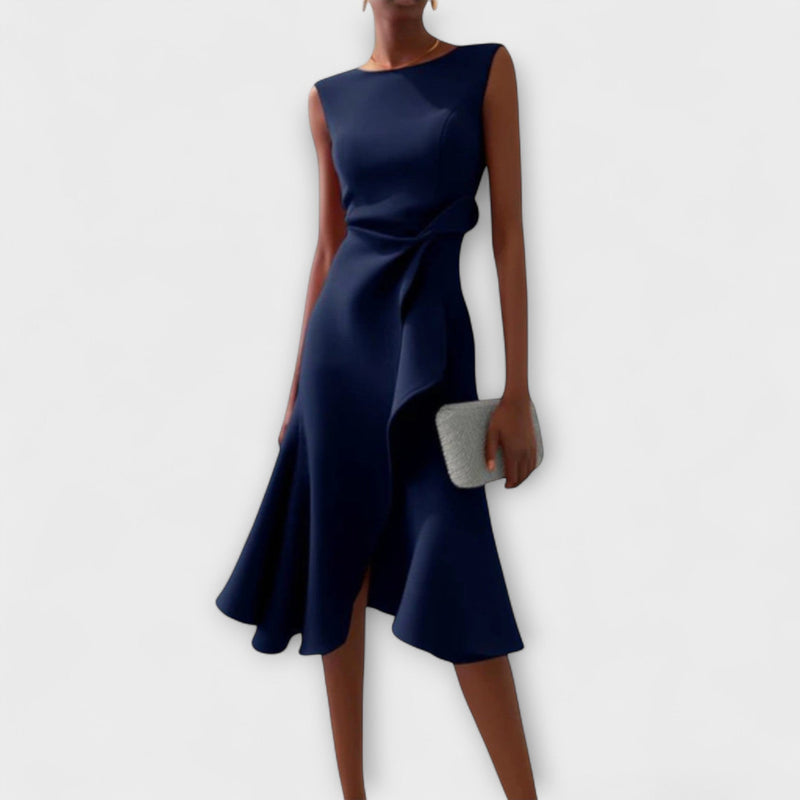 Juliette – Rochie midi asimetrică cu drapaj