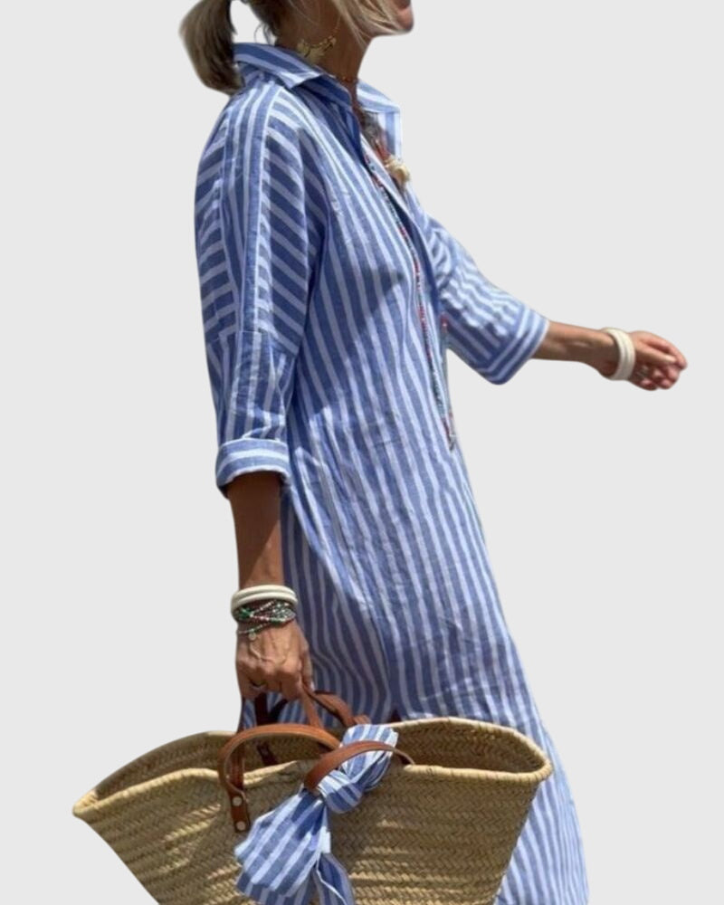 Ellen™ | Rochie clasică cu dungi