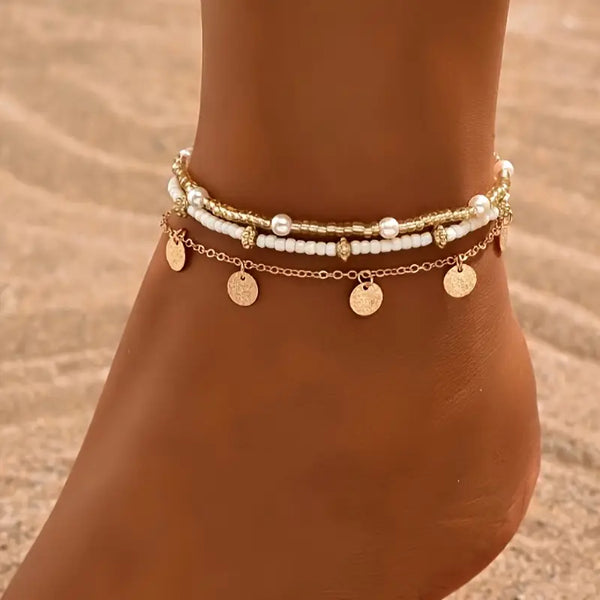 Set de 3 brățări stratificate Coastal Charm | Aur