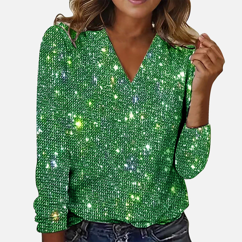 Jamie | Bluza cu decolteu în V și model diamant