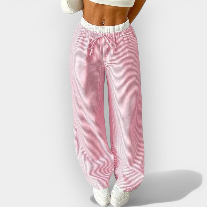 Pantaloni largi cu dungi