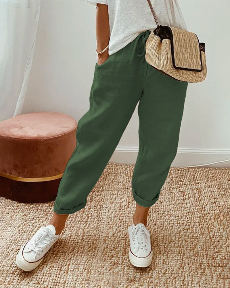 Ely | Pantaloni Luxe din In Anti-Transpirație