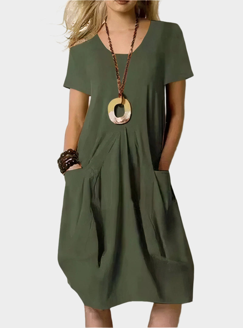 Rochie lungă aerisită cu buzunare