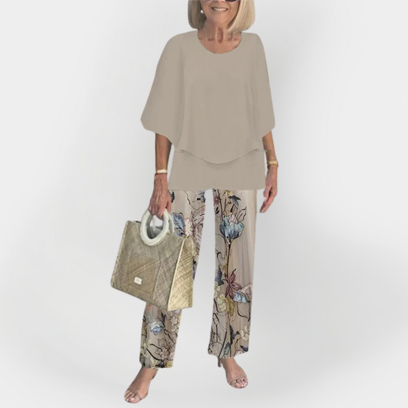 Set elegant cu bluză și pantaloni confortabili