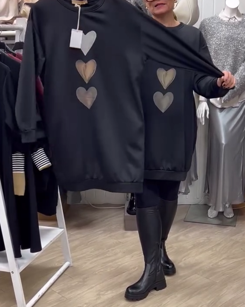 Flossy | Bluza cu mâneci lungi imprimată cu inimioare