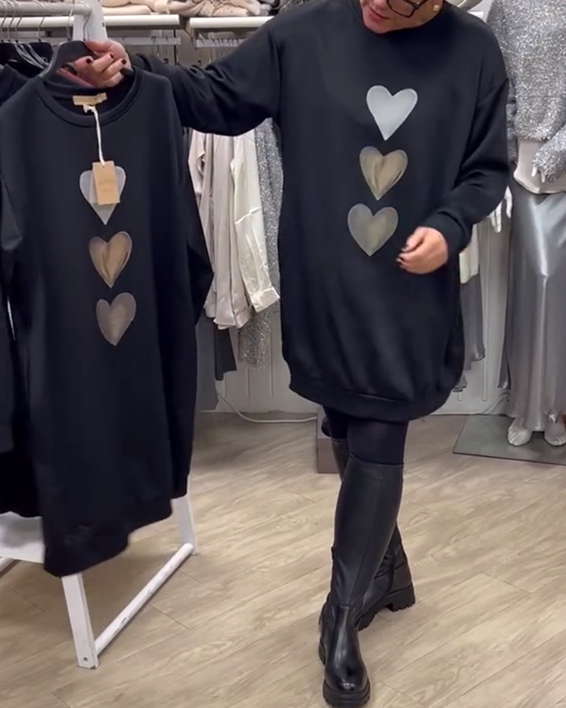 Flossy | Bluza cu mâneci lungi imprimată cu inimioare