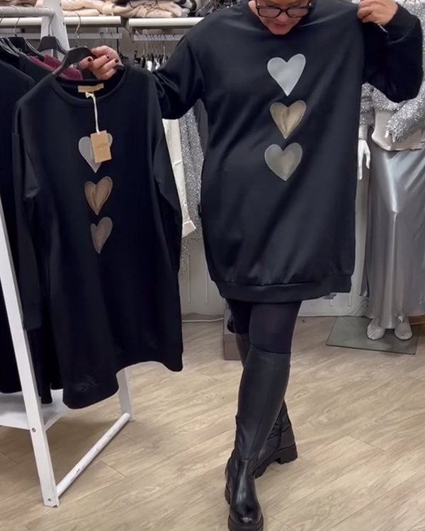 Flossy | Bluza cu mâneci lungi imprimată cu inimioare