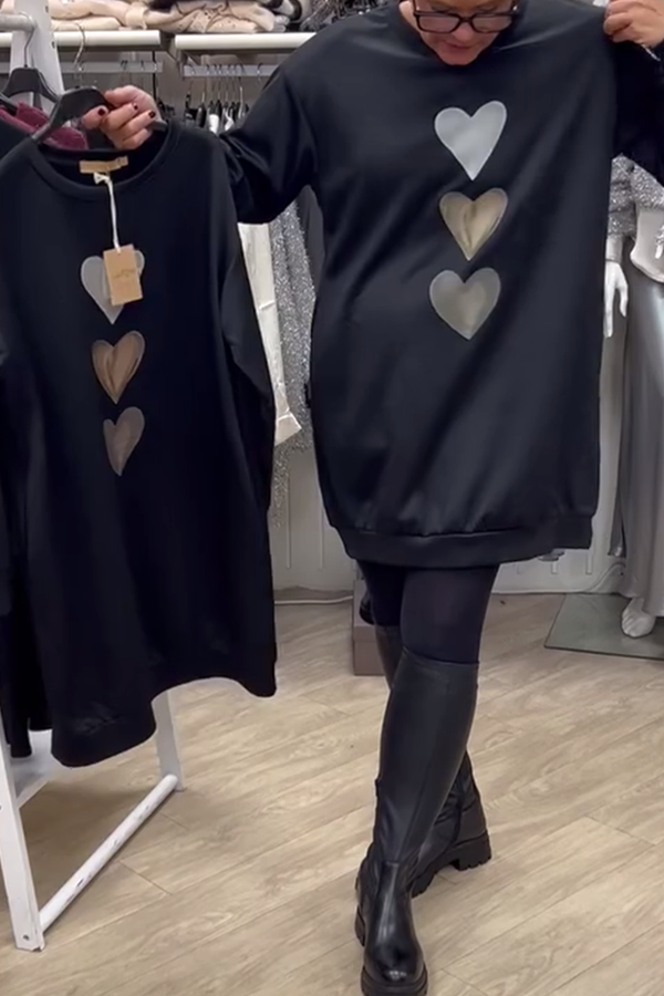 Flossy | Bluza cu mâneci lungi imprimată cu inimioare