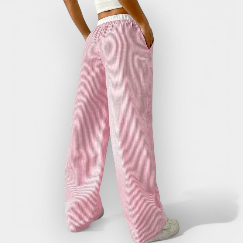 Pantaloni largi cu dungi