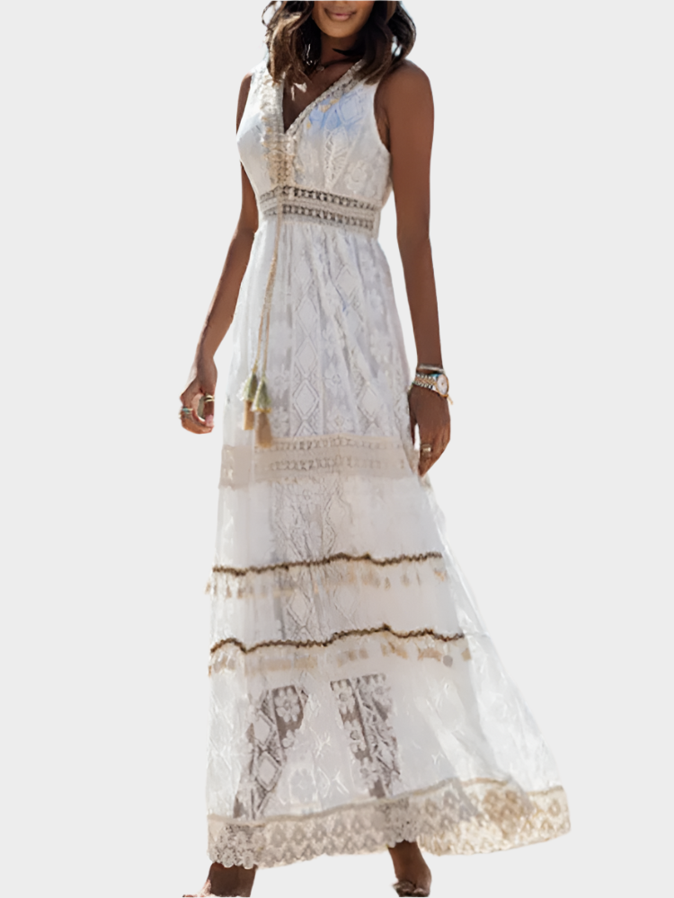 Rochie retro cu stil boho și cordon