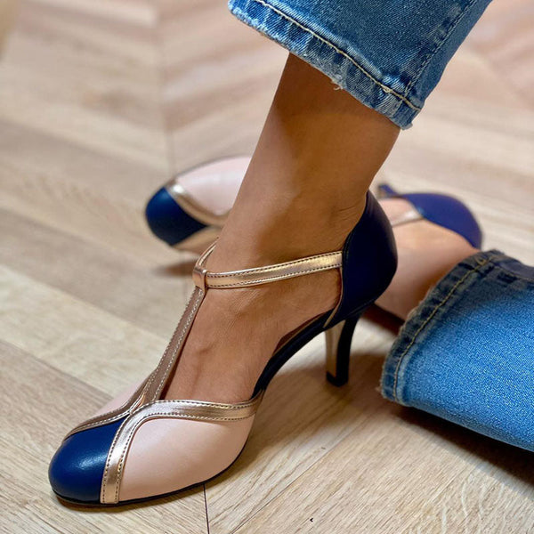 Laya™ | Pantofi cu toc și bareta în T, vârf rotund, colorați și comozi