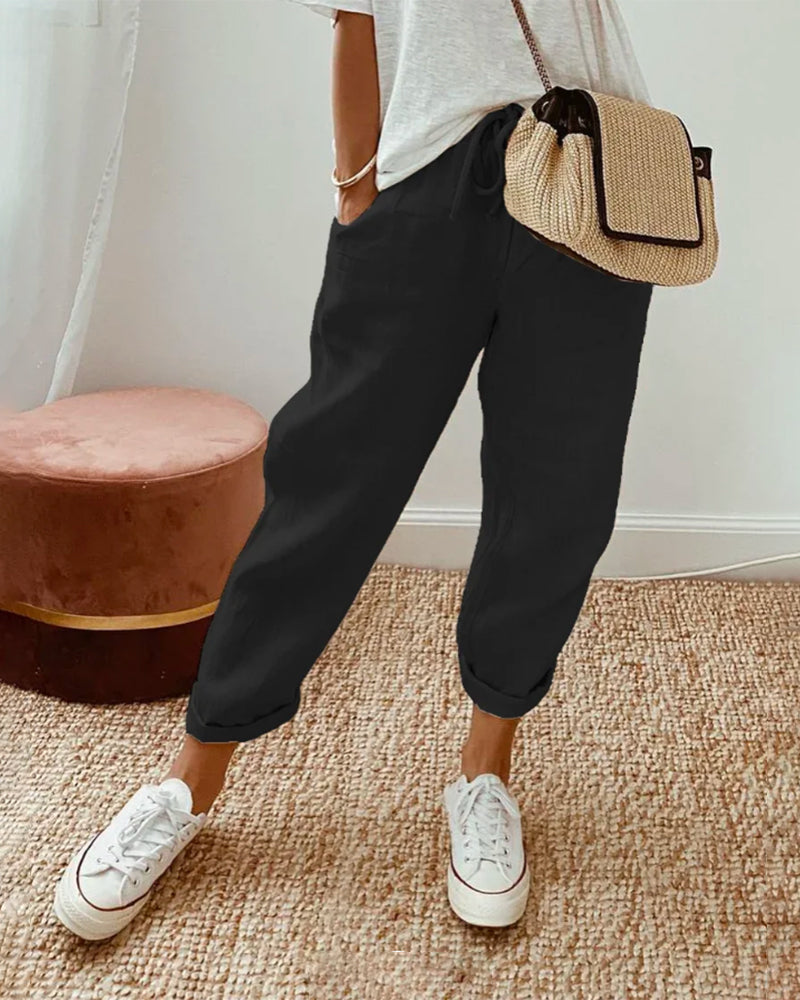 Ely | Pantaloni Luxe din In Anti-Transpirație
