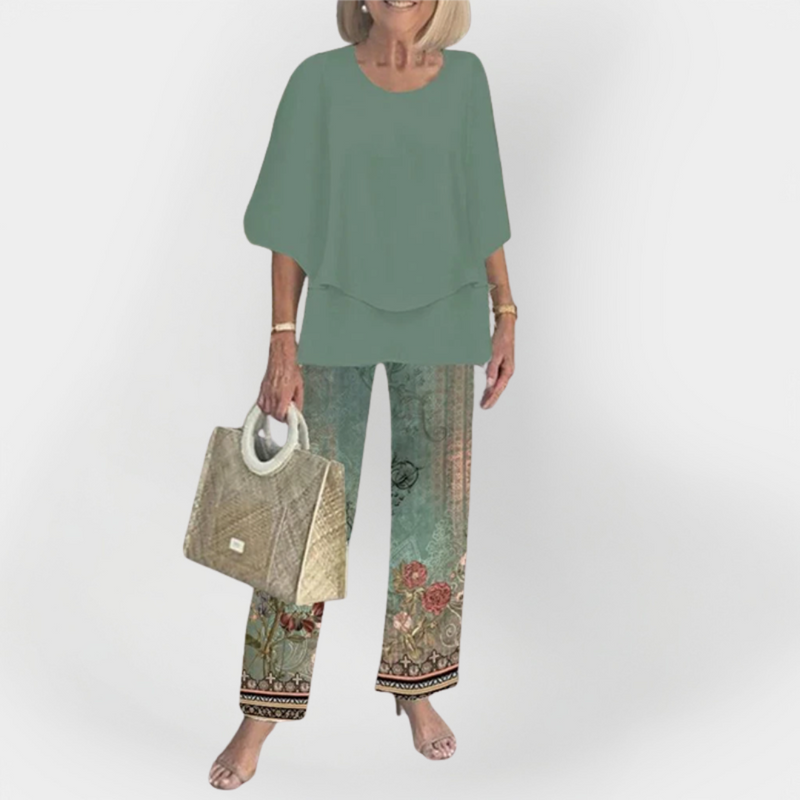 Set elegant cu bluză și pantaloni confortabili