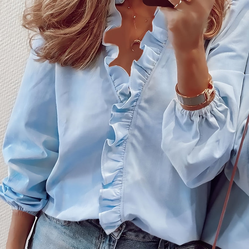 Cordelia | Bluza cu decolteu în V și volane