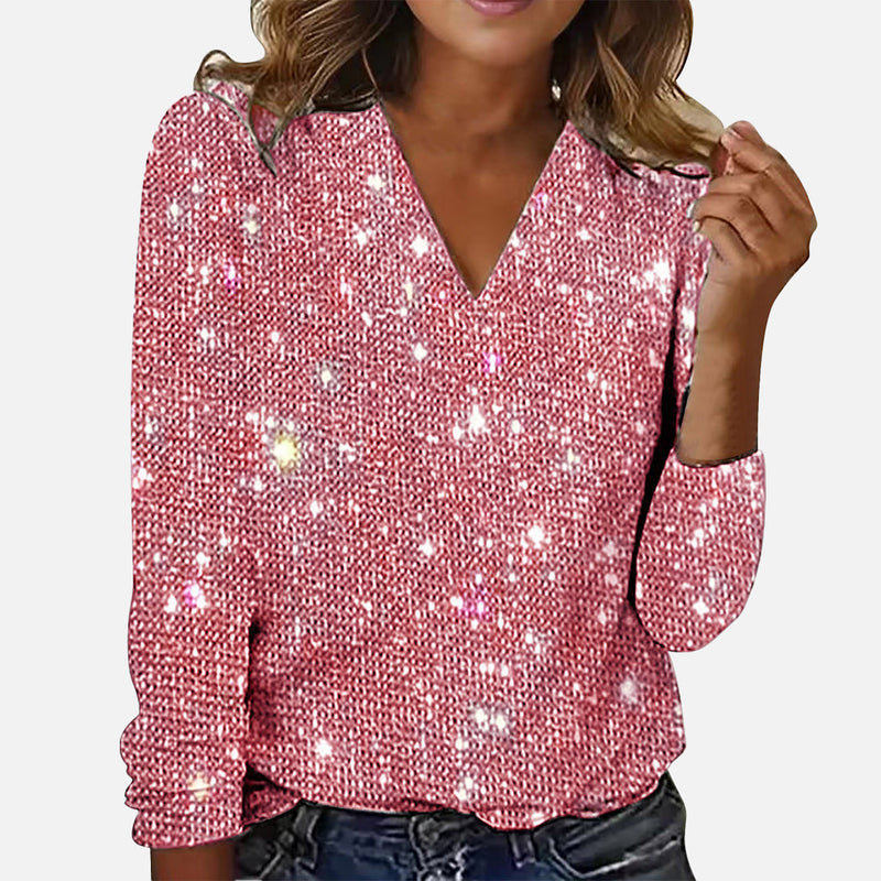 Jamie | Bluza cu decolteu în V și model diamant