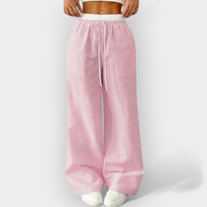 Pantaloni largi cu dungi