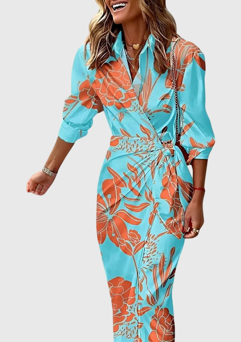 Everly™ | Rochie elegantă tip înfășurat cu imprimeu