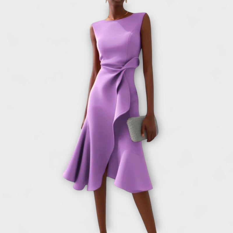 Juliette – Rochie midi asimetrică cu drapaj