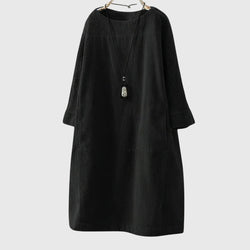 Grace | Rochie midi lejeră din catifea de tip corduroy
