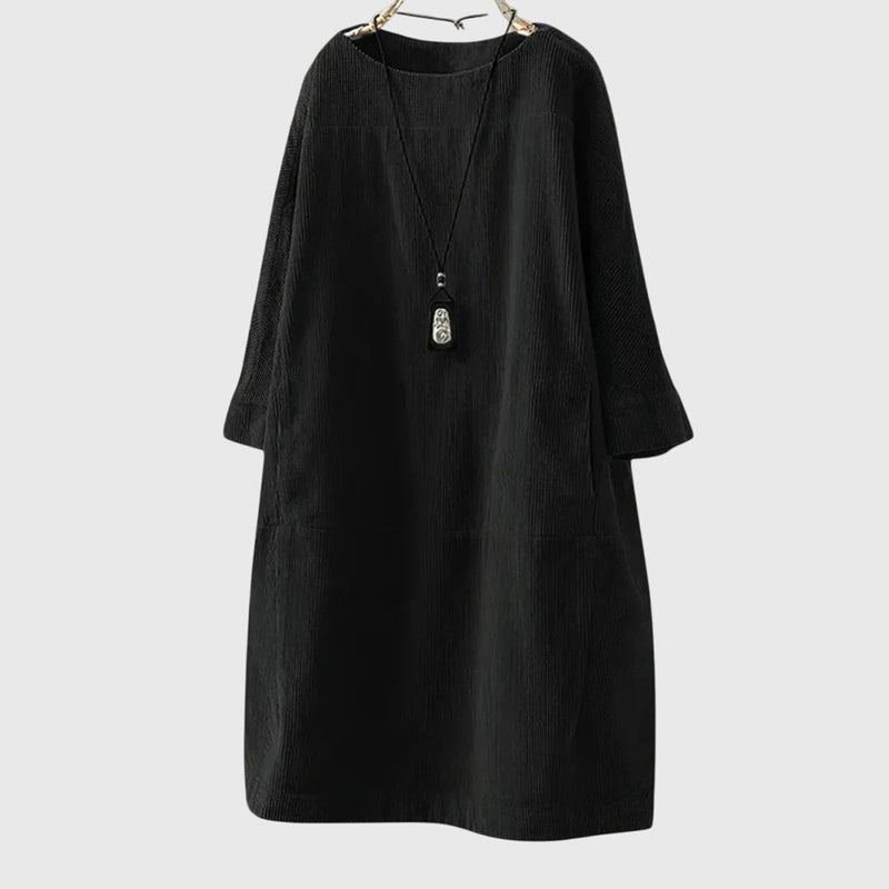 Grace | Rochie midi lejeră din catifea de tip corduroy