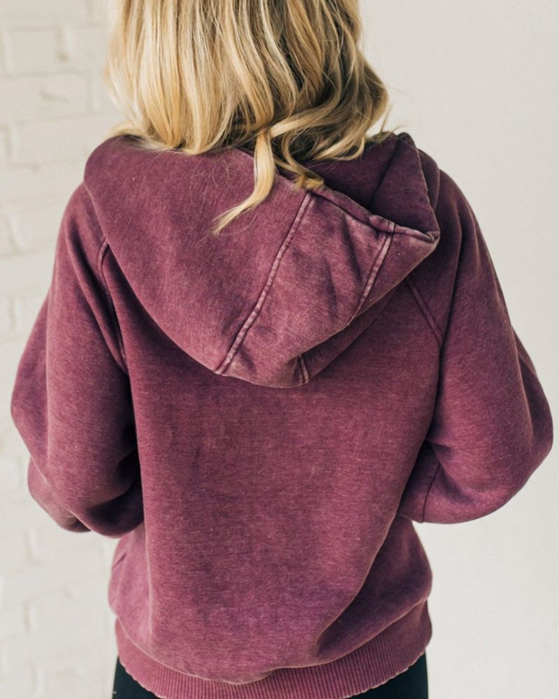 Nalas - Hanorac Zip Henley din fleece acid wash